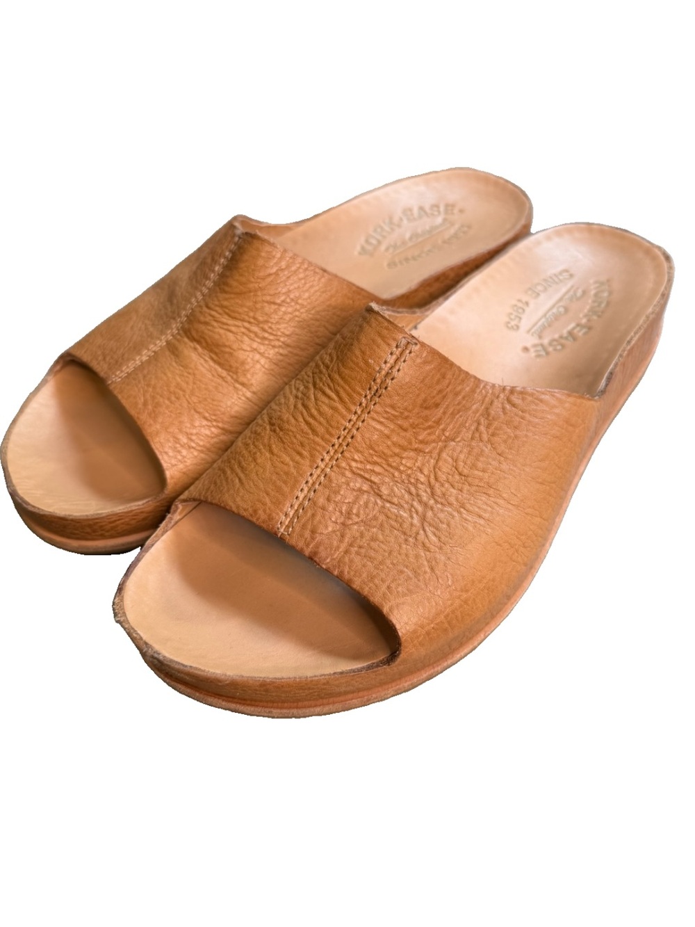 Kork Ease Tutsi Leather Slides Open Toe Brown Sandals Coastal Size US 7M S6